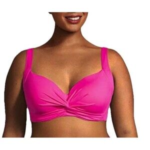 CATALINA Swimwear Bikini Twist Top Women's Plus 1X Underwire Hot Pink Padded NWT